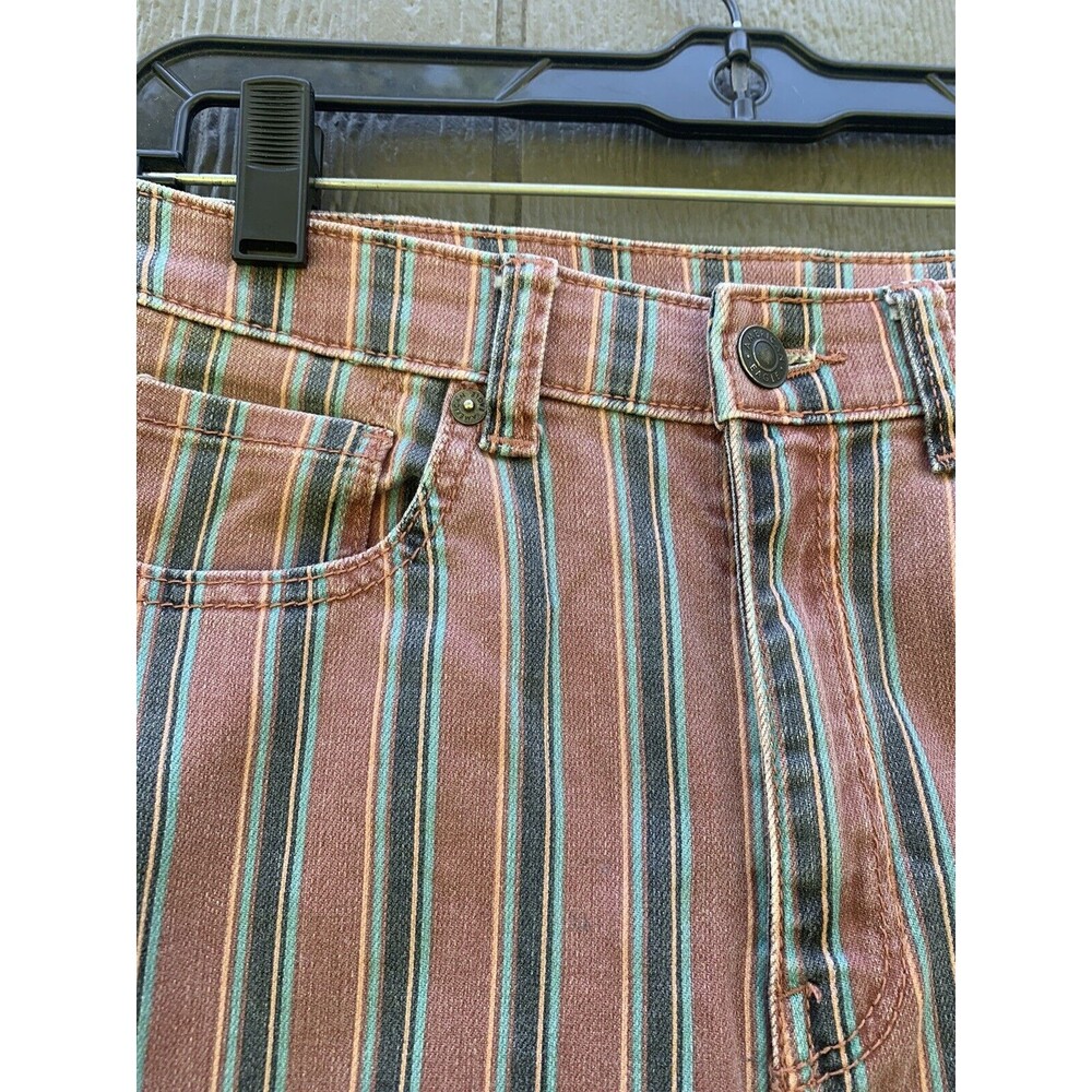 Striped High-Waist Womens Pants in Pink & Green - Picture 3 of 4